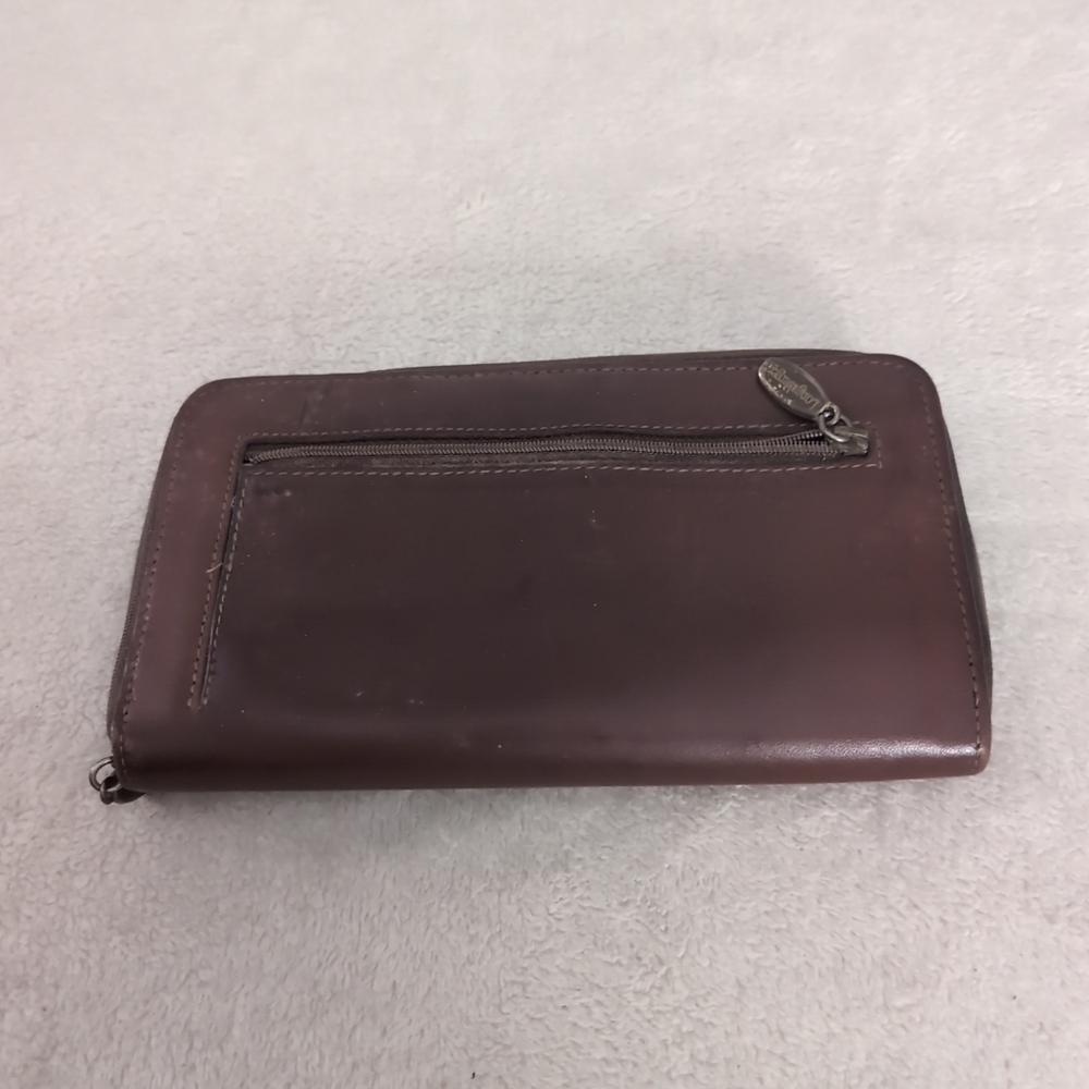 Longaberger Zip Around Leather  Wallet tMulti Compartment Brown 7”x 4” Womens - Picture 2 of 6